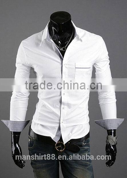 men's stylish contrast color slim fit oxofrd formal shirt