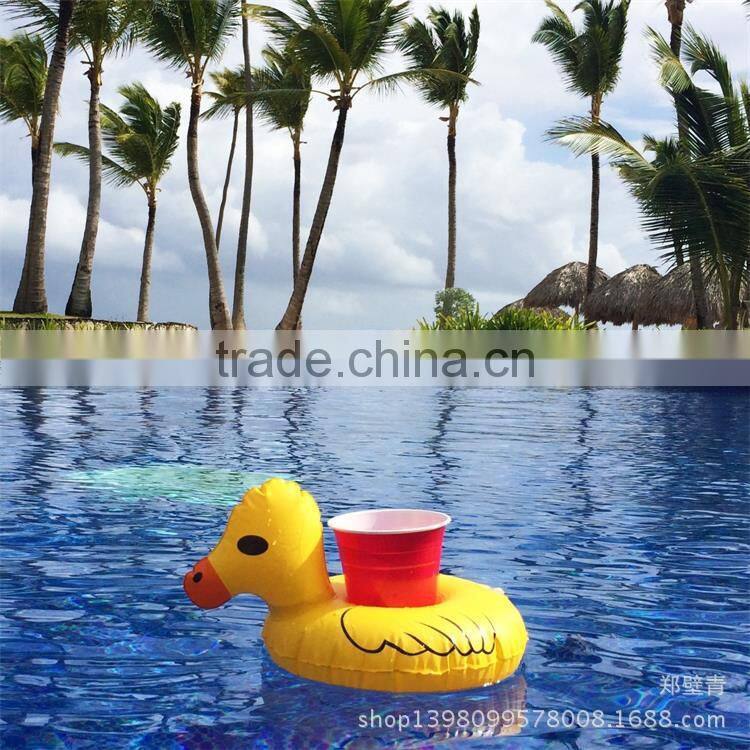 PVC Inflatable Doughnut Drink Cup Holder Float Swimming Pool Water Party Toys