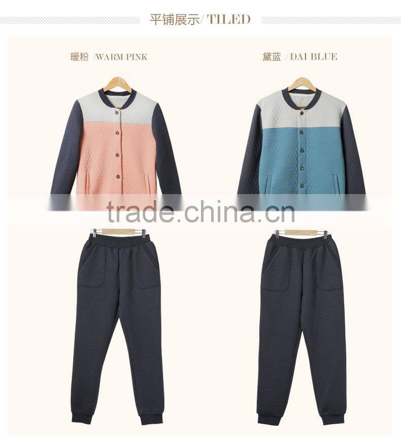 Super Grade Qianxiu Wholesale Long Sleeve Couples Home Suit Buttons Down Women Thermal Pajamas