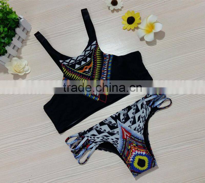 pineapple double side swimwear bikini/ mzyg halter bikini swimwear/ fancy bikini set swimwear beachwear