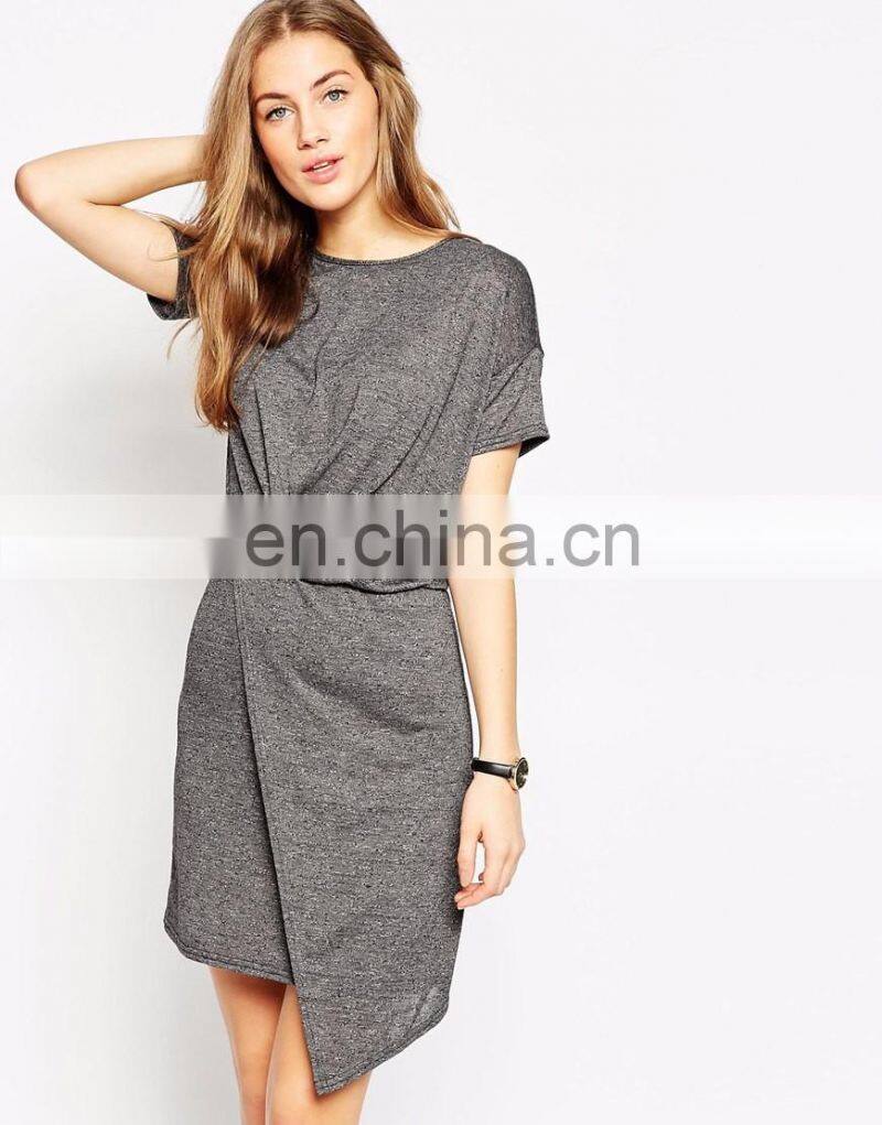 High quality front wrap dress designers dress in short sleeves