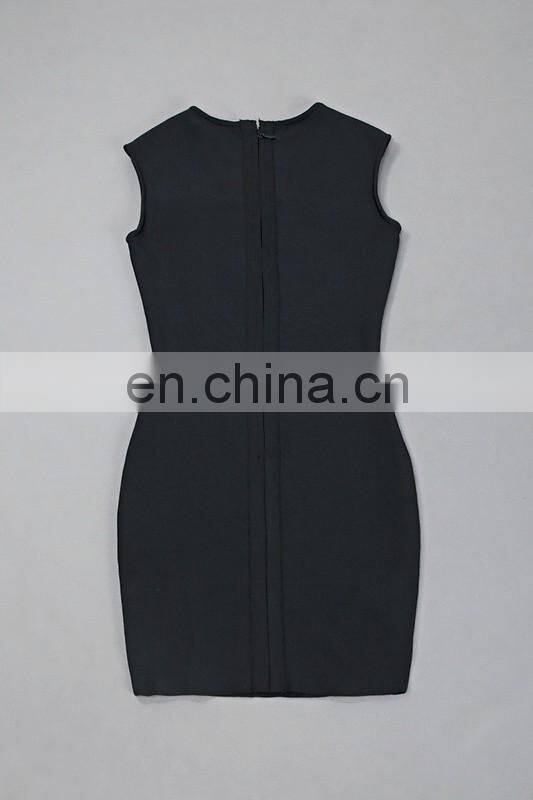 Latest Dresses Design Women Sexy Sleeveless Deep-V Black Short Tight Mini Dress Club Party Dress