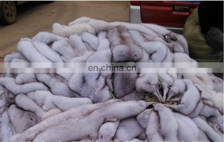 100% Real Blue Fox Fur Skin /Fox Fur Pelt For Garment Collar
