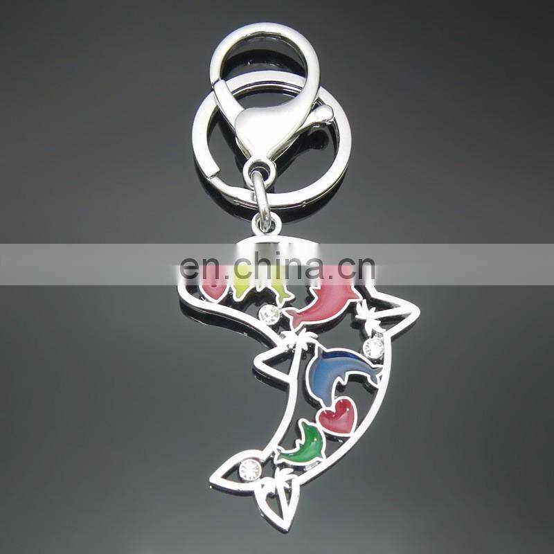Exquisite gift custom hollow dolphin turtle metal keychain