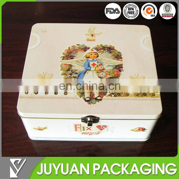 Tin box golden supplier's metal lunch box for kids wholesale