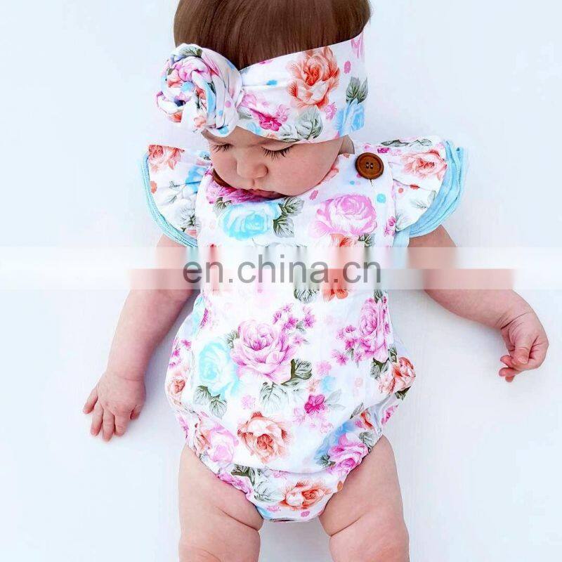 Beautiful Summer Newborn Baby Bodysuit Floral Cotton Infant Rompers