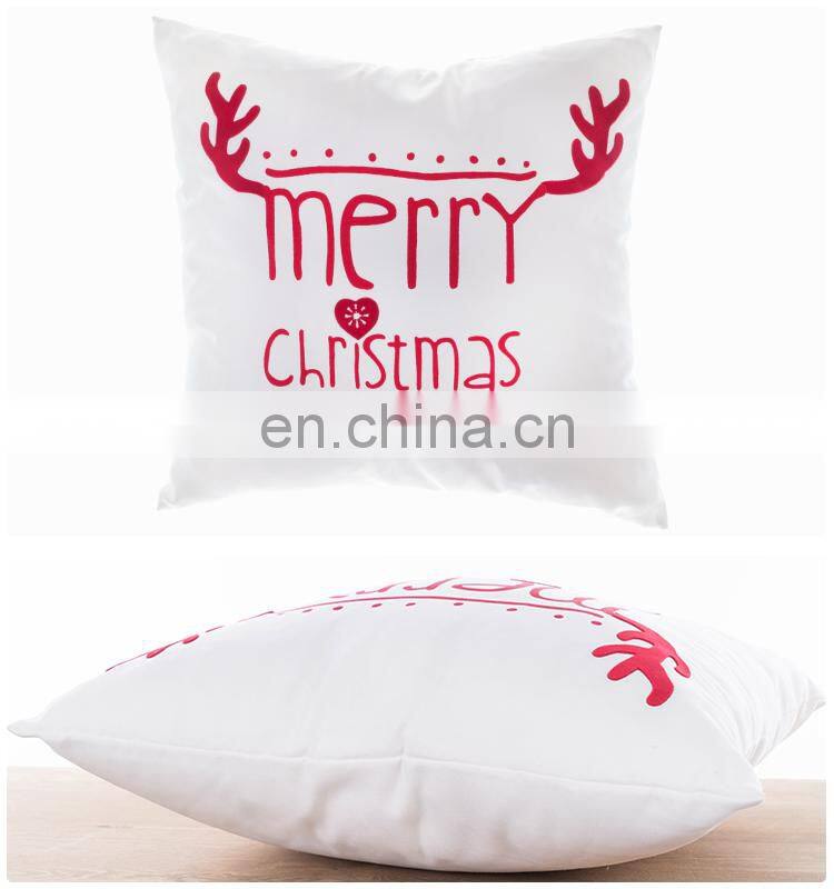 Custom Newest Design Printed Merry Christmas Theme Applique Work Cushion Cover