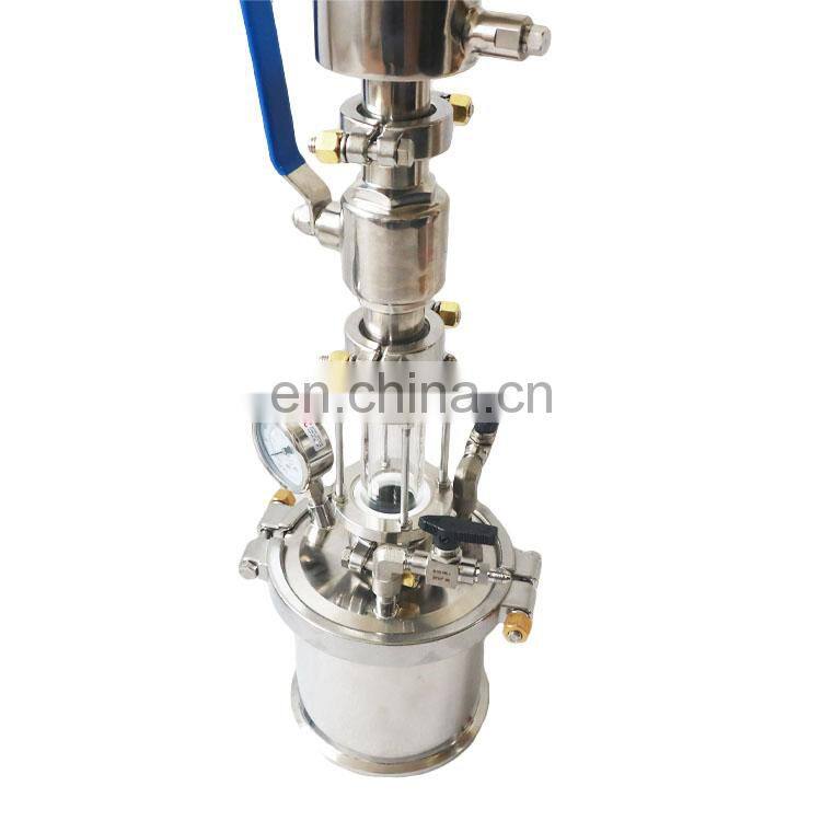 Sanitary dewax column butane extractor with ball valve and recovery pot