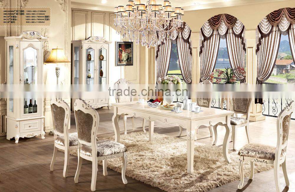 Hot sale hight quality 6 seater wooden dining table set antique dining table in wihite