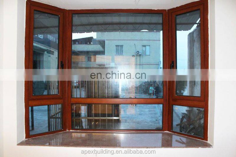 Wood grain aluminum bay window