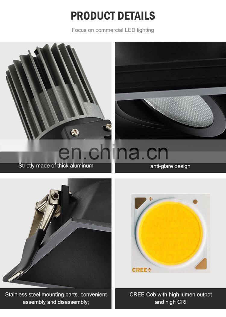 China Manufacturer Aluminum Recessed Mounted Cob 14W 12W Indoor Bedroom Market Led Spotlight