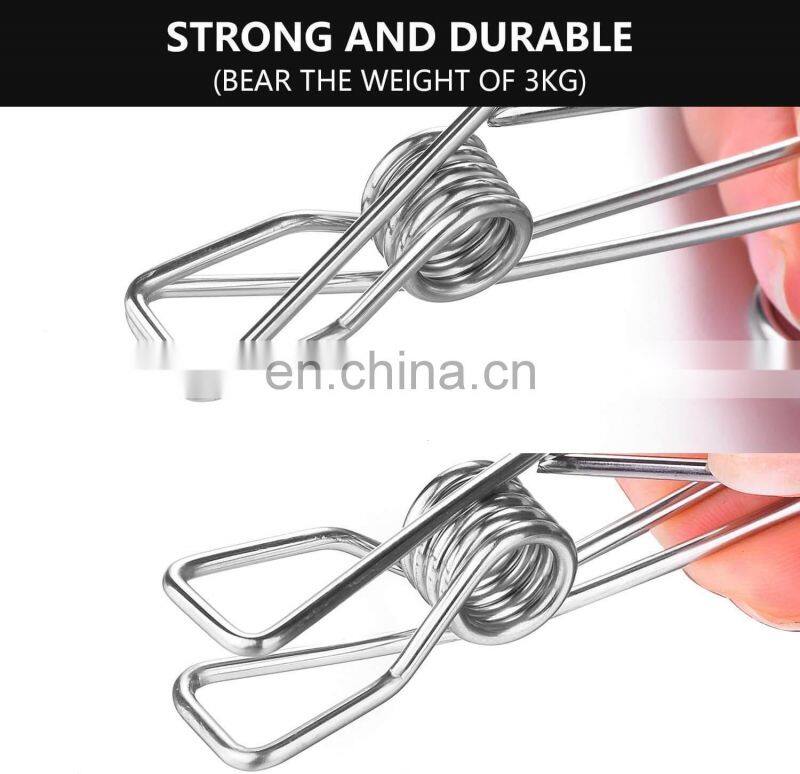Home Storage Rack Laundry Chip Hooks Clothes Pegs Photo Clip Stainless Steel Clothespins Towel Chips Hook Laundry Storage Holder