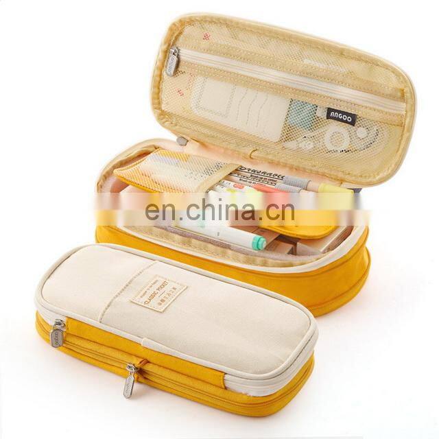 Amazon High Large Capacity Multifunction Cute Custom Canvas Kids Pen Holder Pencil Case