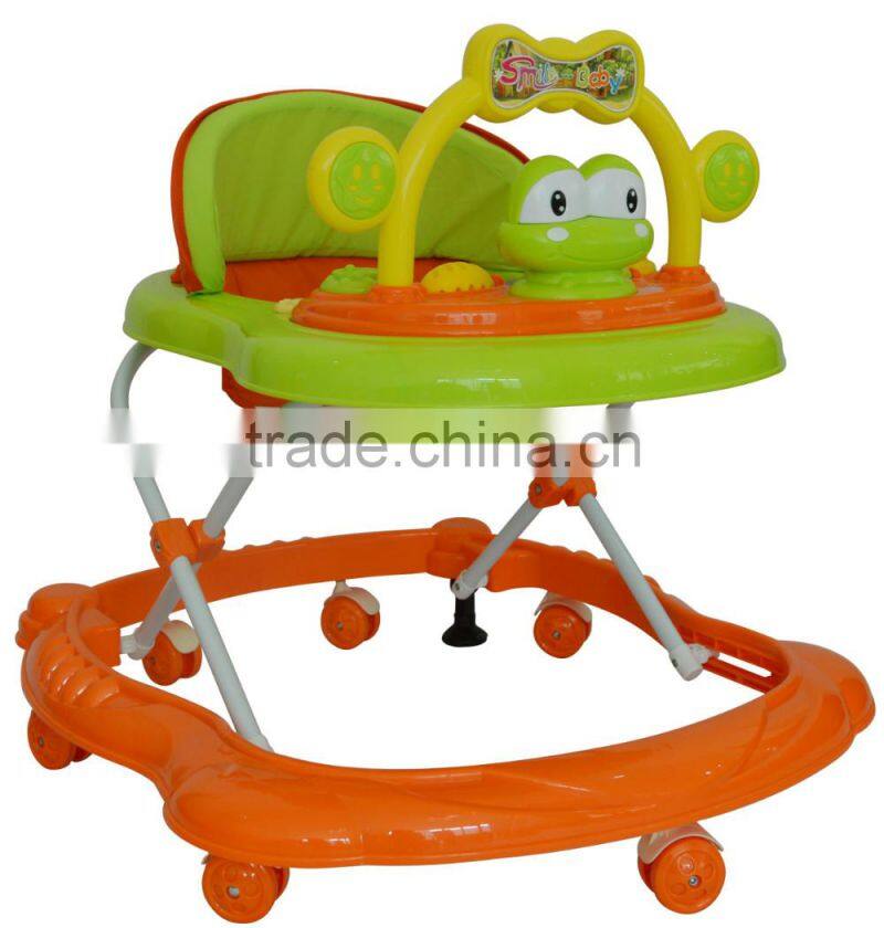 New Model Fashion Plastic Cartoon Round Baby Walker with Canopy BM1343C
