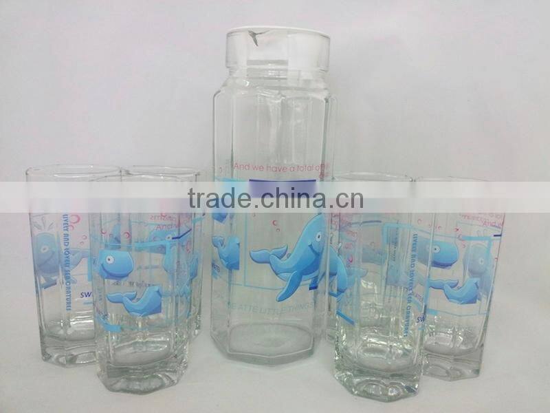 CE/EU/FDA/SGS HIGH QUALITY GLASS 7PCS GLASS WATER SET,DRINKING WATER GLASS SET,GLASS WATER JUG SET