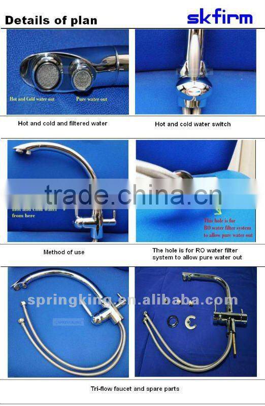 Three way kitchen mixer faucet with pure water machine/hot&cold and home pure water filter 3 in 1 tap