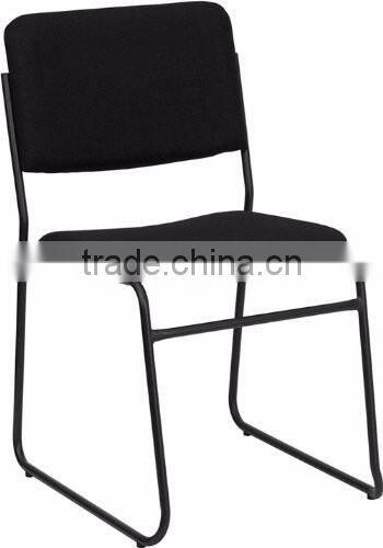 High Density Black Fabric Stacking Chair with Sled Base