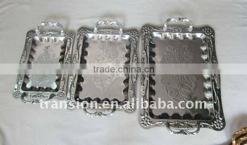 3pcs Stainless steel Square Tray