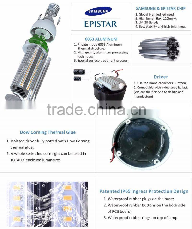 outdoor light Samsung 5630smd led corn bulb 60w e40 180