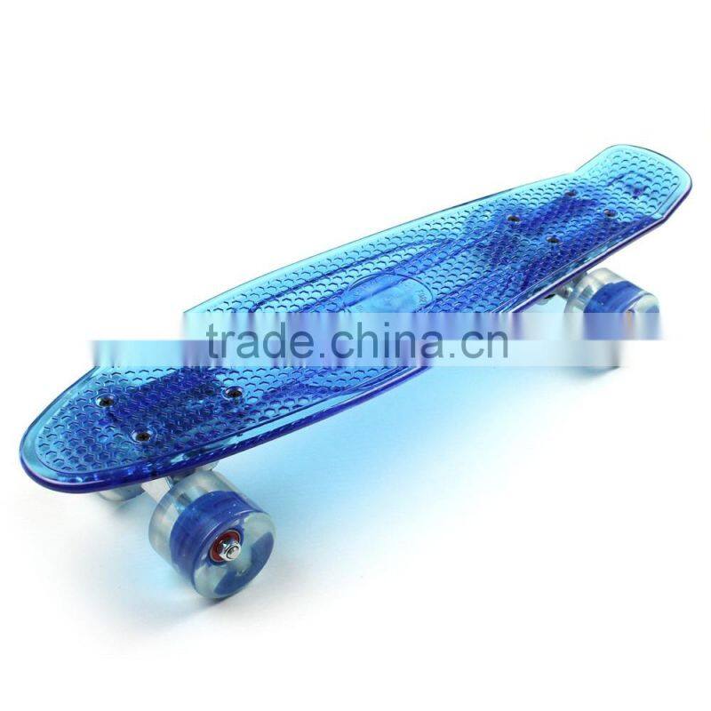 New safety quality assurance PC Plastic transparent blue skate board skateboard Fish Shaped small size EC-FC01