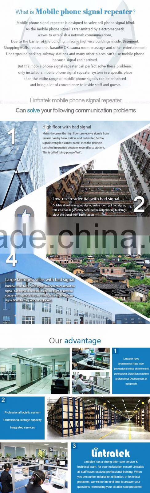 Lintratek EGSM repeater 70dB with AGC MGC power button switch egsm 900 repeater