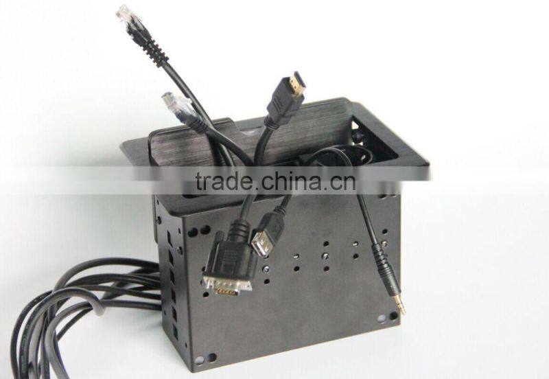 BW Audiovisual Office Furniture Wire Box For Table Top/Desk Power Outlet Box With Cables