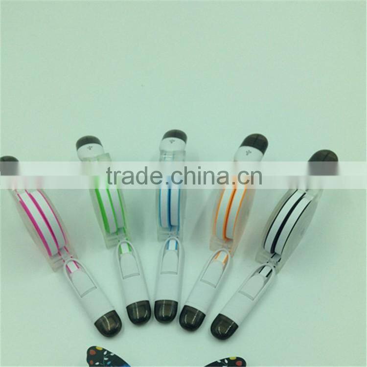 2016 new hot sale cheap flexible wholesale usb cable retracble noodles 2 in 1 charger usb cable