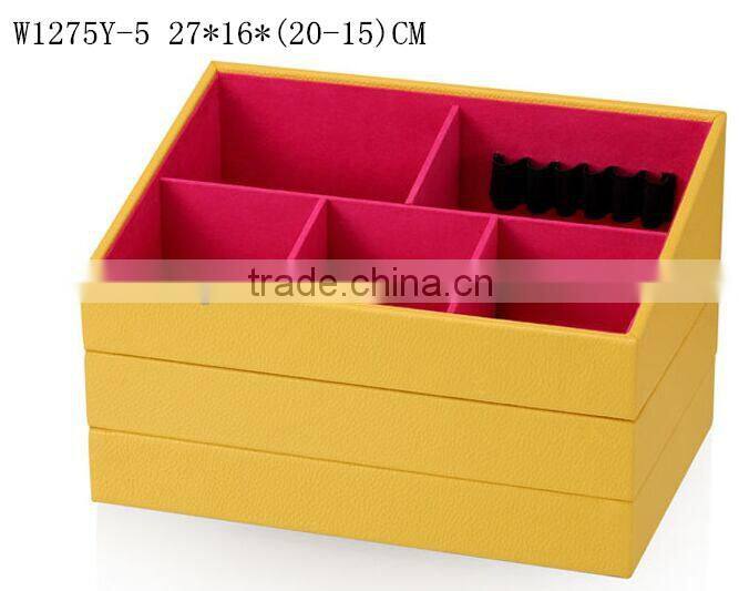 W1275Y-3 Wholesale Alibaba 10'' Stackable Jewelry Display Tray Wooden Jewelry Case Leather Jewelry Tray