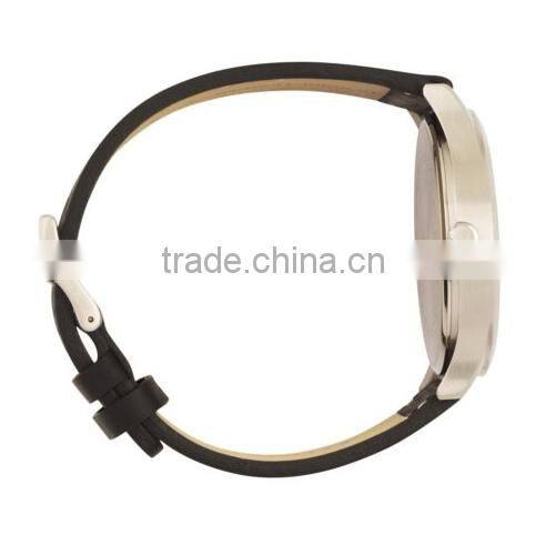 Stylish Jewelry Stainless Steel Blue Second Hand Tan Leather Strap Black Face Watch