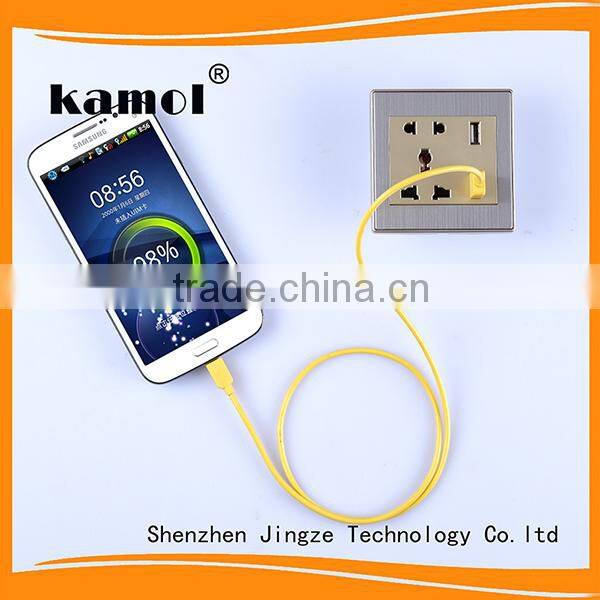 hot selling stainless steel material 5 pin plug socket with dual usb output