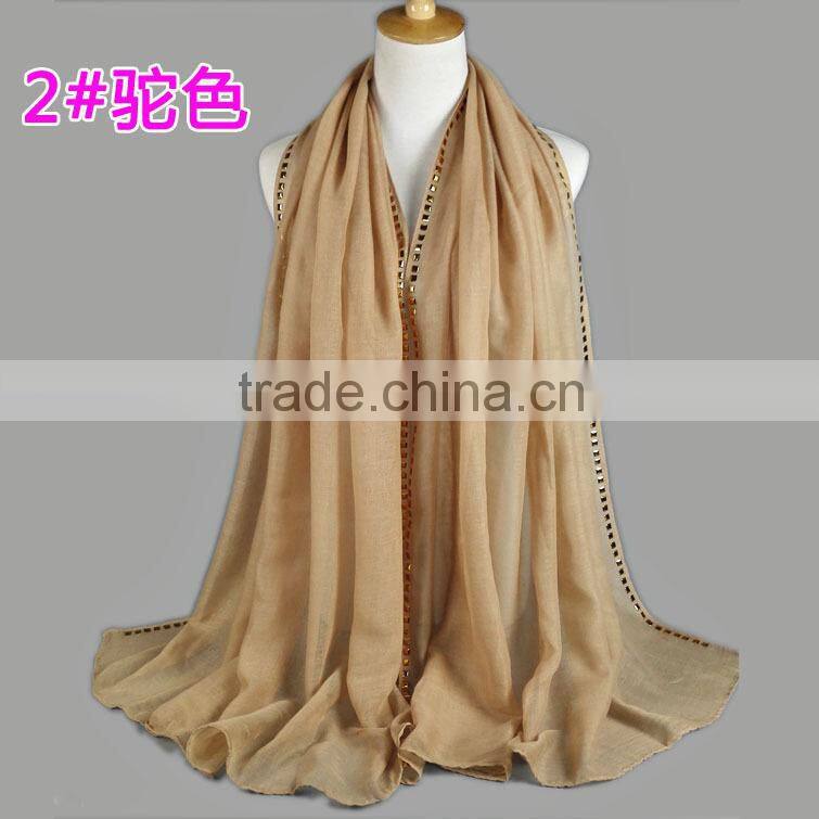 Wholesale New Arrvial Studs Beaded Muslim Hijab Scarf Shawl