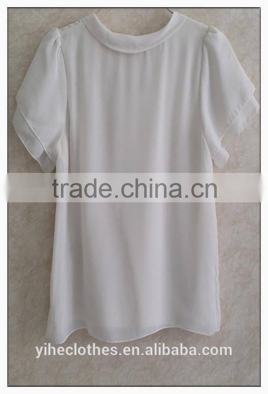 Sailor collar chiffon t-shirt sweet bow girl white tshirt