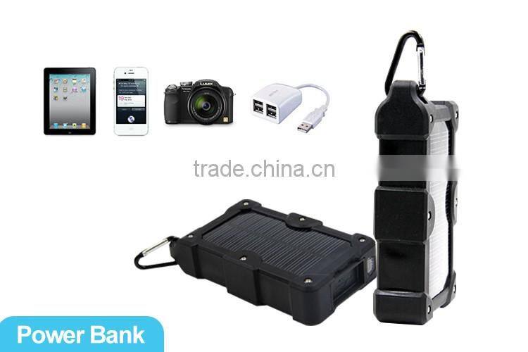 Solar Energy Power Bank with Carabine Design for Travelling Waterproof Dustproof and Shockproof with 6000mAh Capacity