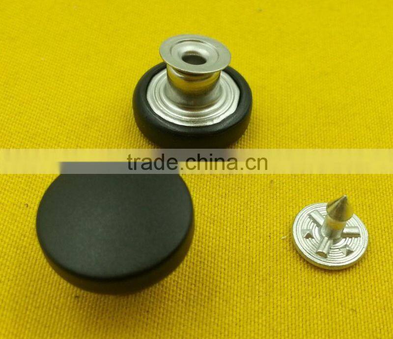 15mm Black Color Nylon Cap Removable Jeans Tack Button -- P5176