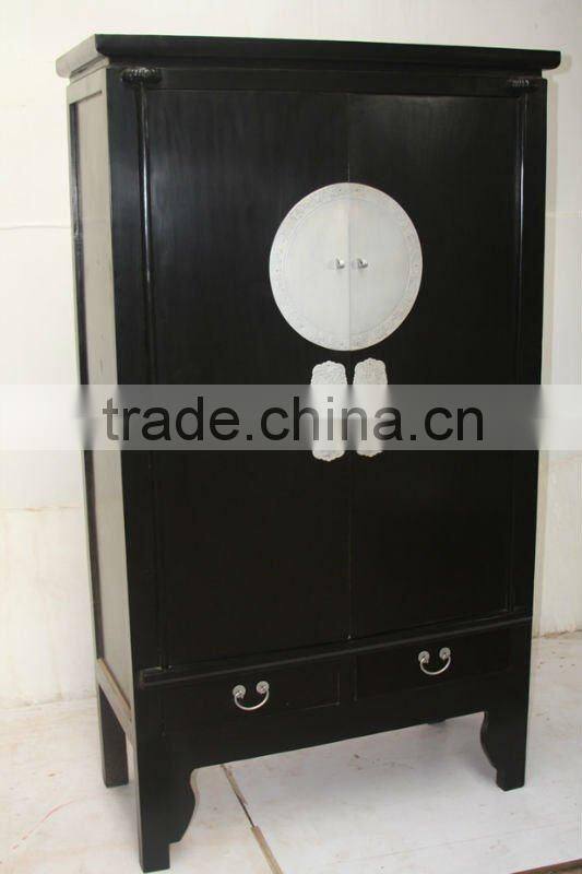 chinese antique black two door two drawer cabinet