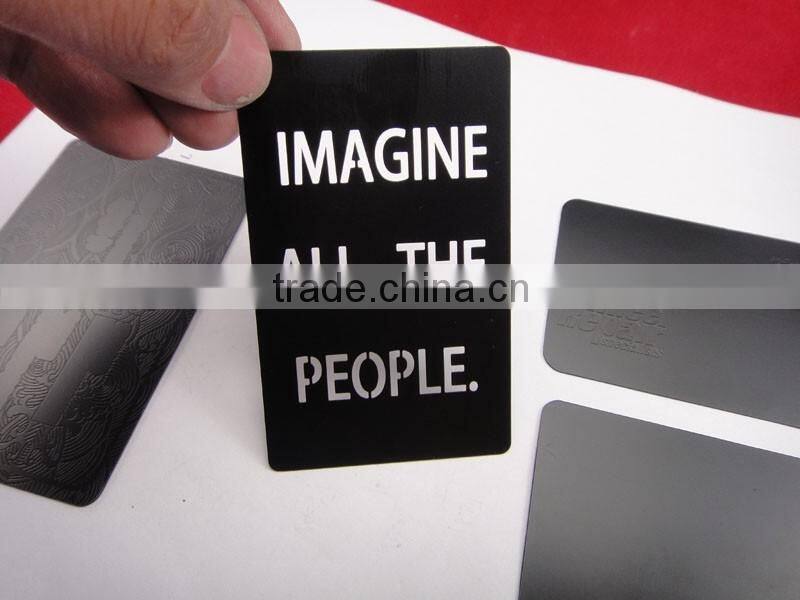 High quality stainless steel black laser carve metal name cards