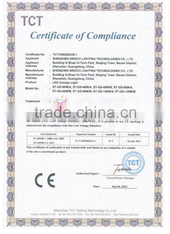 Sinoco CE RoHS PSE high lumen145lm/w ip65 100w gas station led price display