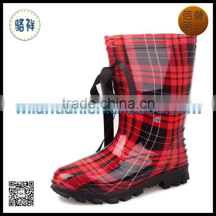 Printed color warm Fabric rain boots
