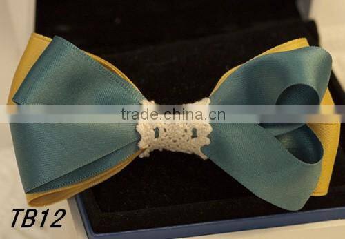 Kids Hair Ribbon Bows Customized Lace Material Ribbon Hair Bow For Girls