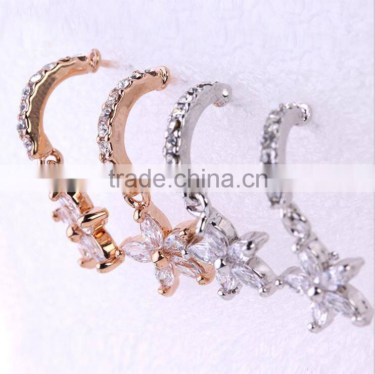 EZ-28 Crystal Micro Paving Brass Material Rhodium Plated Anti-allergy Crystal Earrings