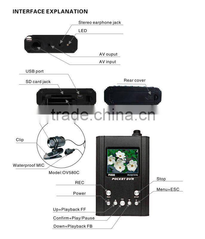 2.5'' TFT SD Card Pocket DVR with taxi camera