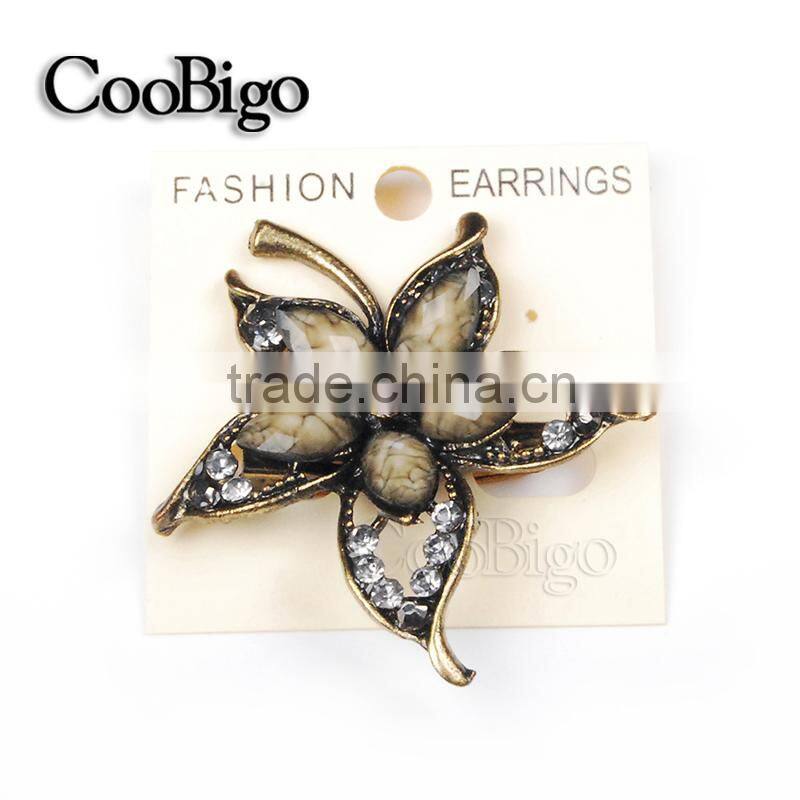 Fashion Jewelry Crystal Rhinestone Five Petals Brooch Pin Crazing Arcylic Stone Girls Party Promotion Gift Appreal Accessories