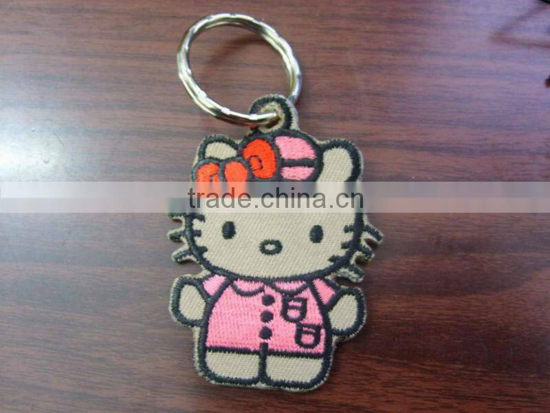 Double-sided embroidery patch / doraemon keychain embroidery badge / custom keychain emboridered patch