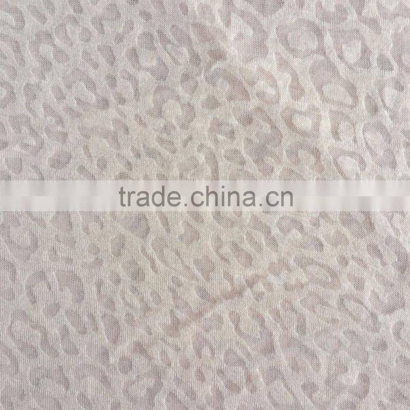 110g/sm Polyester cotton knit single jersey burn-out fabric,knit burnt discharge and burn-out print fabric for dress