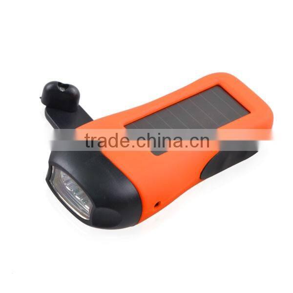 Hand crank emergency Dynamo Solar 3 LED Hand Rechargeable Flashlight
