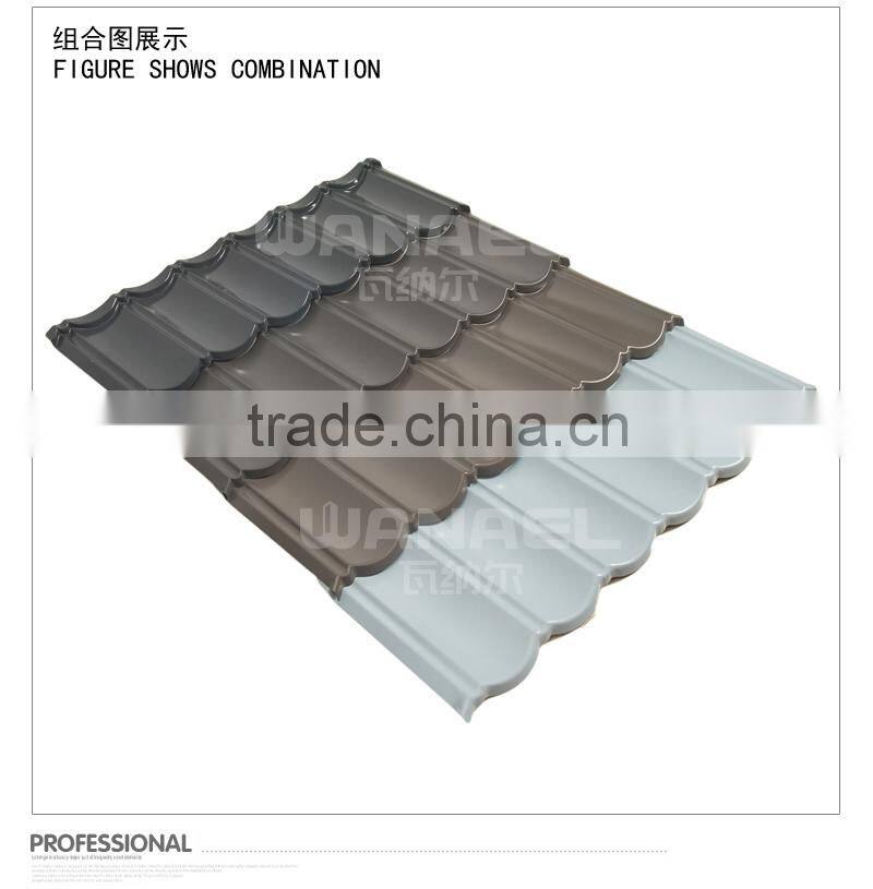 Wood Plastic Composite Color Stone Chip Coated Metal Roof Tiles