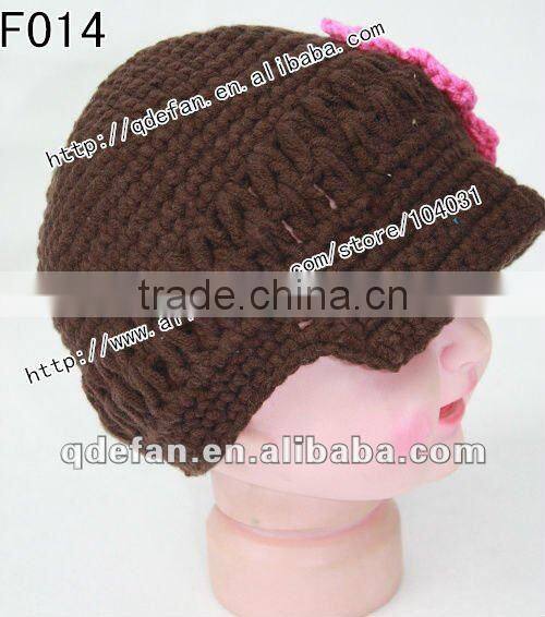 Wholesale 100% cotton crochet baby sun hat hand knitted girl hats knitting flower hats manufacture