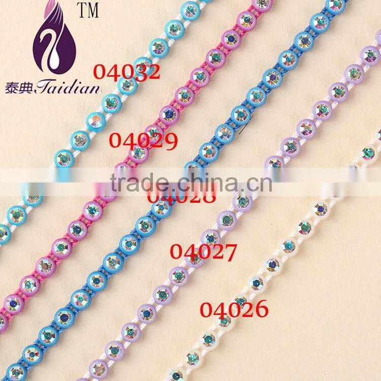 rhinestone dress trim,ss8 ab rhinestone banding