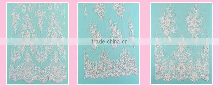 HC-2148-1 Hechun Sewed Sequined Bead Crochet Lace Applique for Clothes