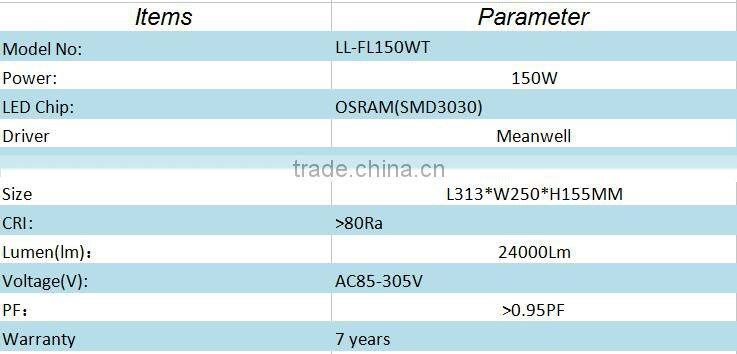most powerful led flood light 150w bridgelux led flood light with meanwell driver